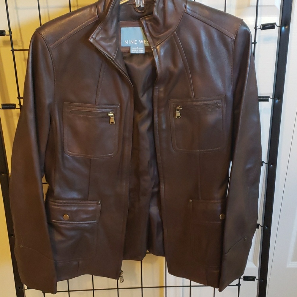 Nine West Chocolate Brown Leather Jacket